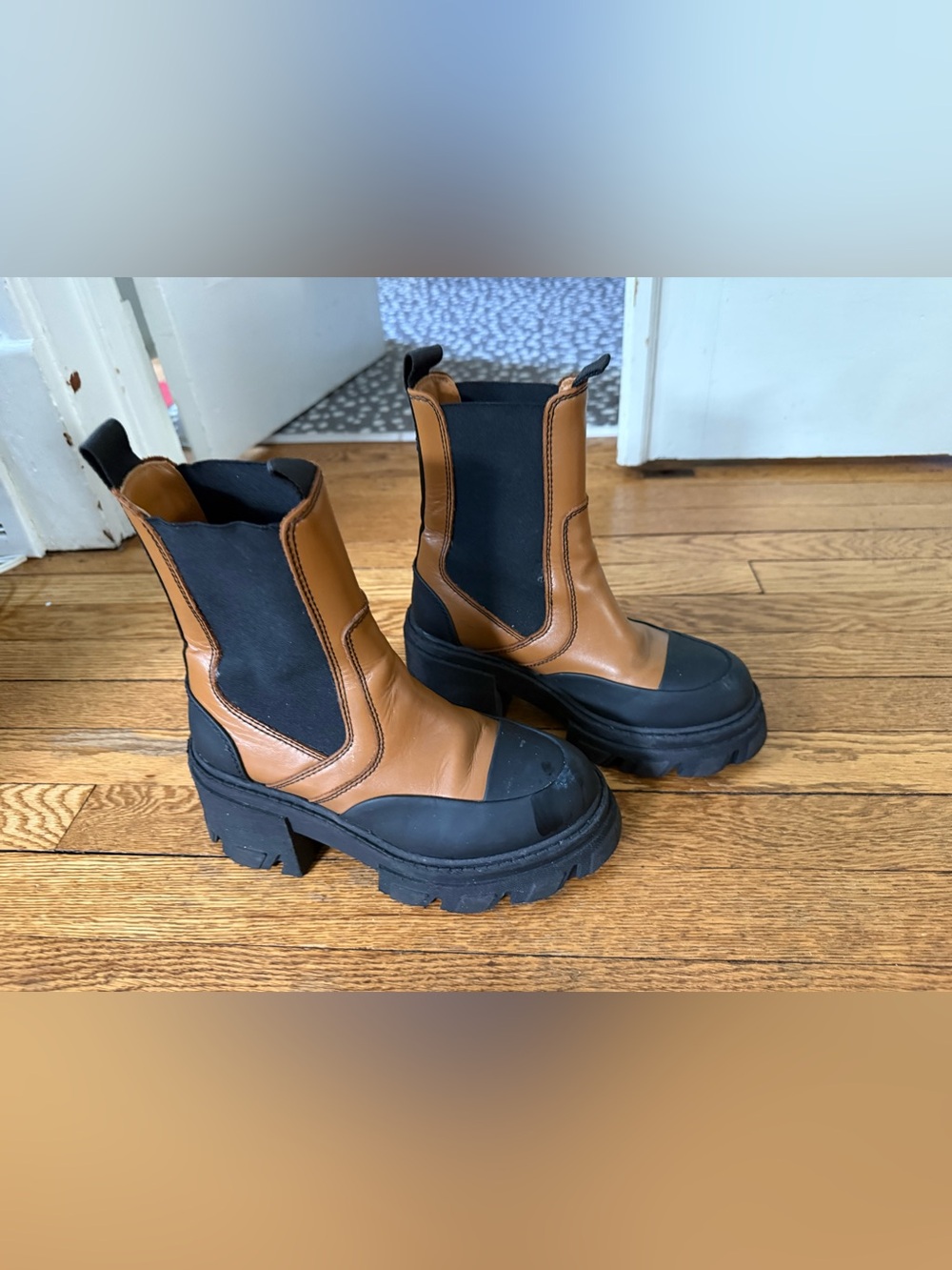 Ganni Brown and Black Chelsea Boots - Size 37